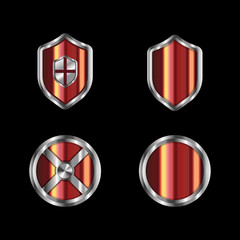 Vector set of war shields in striking colors