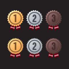 Award medal, medal of achievement from gold, silver, and bronze