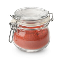 Glass jar of red paprika powder
