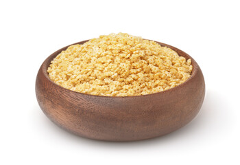 Wooden bowl of uncooked stelline pasta