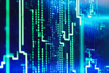 Circuit Board Pattern with Electric Glow, Abstract Technology Background