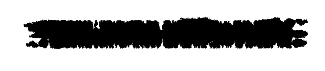 Black blob object on White Background. Long horizontal brush stroke. Vector illustration