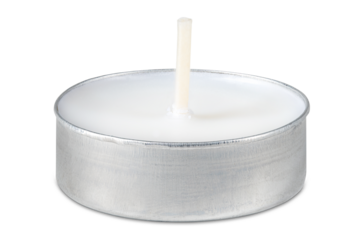 Candle. Tea Lights Candle. Mini Tealight candles for home decoration. Dripless and long lasting paraffin or white beeswax. Good for essential oil diffuser or aroma lamps. Isolated white background