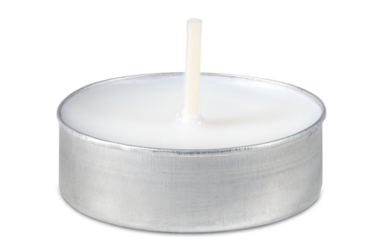 Candle. Tea Lights Candle. Mini Tealight candles for home decoration. Dripless and long lasting paraffin or white beeswax. Good for essential oil diffuser or aroma lamps. Isolated white background