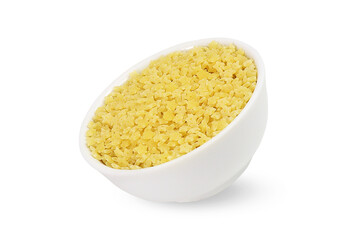 Pasta in a white bowl on an isolated white background