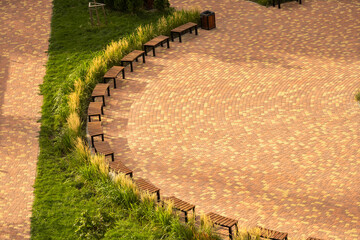 public square with empty road floor in downtown