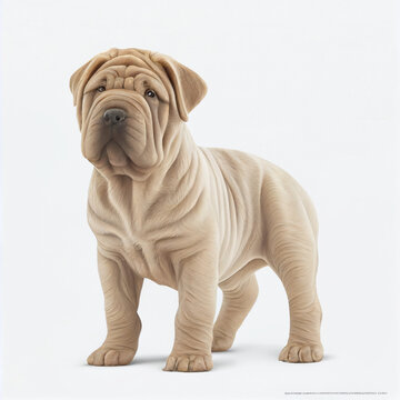 Chinese Shar-Pei full body image with white background ultra realistic



