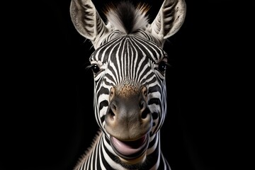 Obraz premium Highly detailed portrait of zebra. Generative AI
