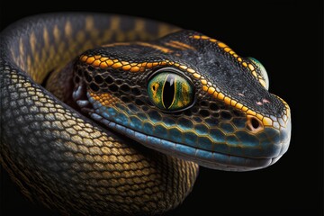 Fototapeta premium Highly detailed portrait of snake. Generative AI