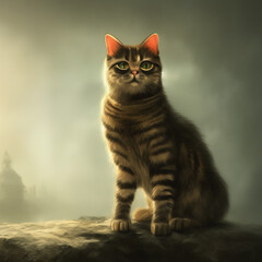 Obraz premium Matte illustration of a cat sitting on a table