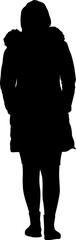 Silhouette of a walking girl on a white background