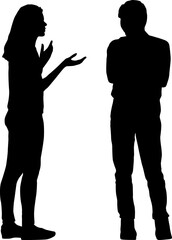 Silhouette man and woman walking hand in hand