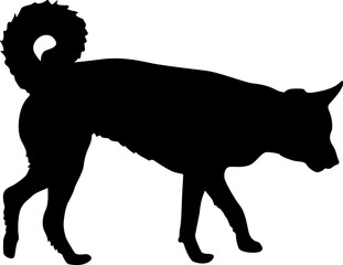 Labrador dog black silhouette on white background.