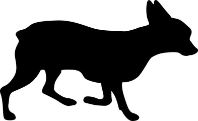 Bull terrier dog black silhouette on white background.