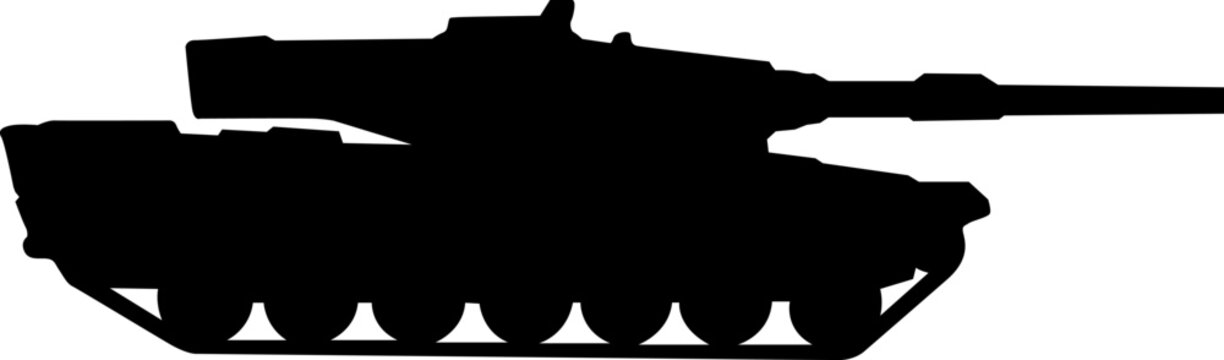 recommend clip art: Military tank silhouette design on a white background