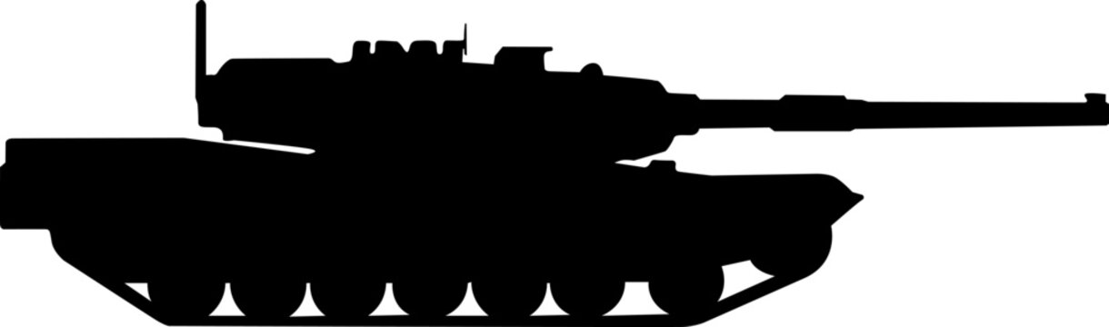 Military tank silhouette design on a white background