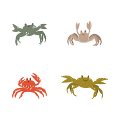 Cute crab in Scandinavian style on a white background. Vector hand drawn kids illustration. Sea ocean. Underwater world