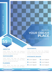 Real Estate Construction House Building Flyer, Leaflet Design Template