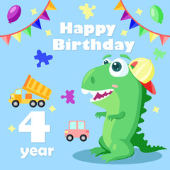 dinosaur birthday greeting card template	