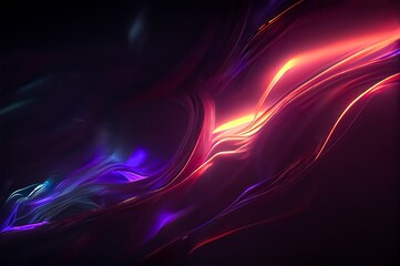 Smooth glowing lines. Gradient wallpaper, Liquid dark background. neon glow