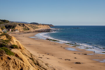 Fototapeta na wymiar Crystal Cove State Beach Shoreline View from Pelican Point Entrance Day Time