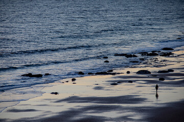 Bluish Ocean Beach with Mild Waves for Calm Background at Crystal Cove