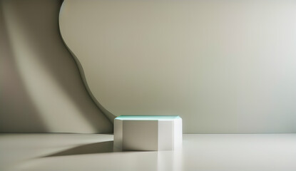 Generative AI glass podium and metal shiny material with white background and interior design with podium and stage. Abstract minimal scene with geometrical forms. Design for product presentation