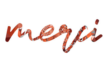 Merci Card. Hand Written Lettering for Title, Heading, Photo Overlay, Wedding Invitation, Thank You Message.