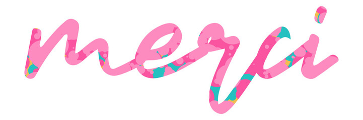 Merci Card. Hand Written Lettering for Title, Heading, Photo Overlay, Wedding Invitation, Thank You Message.