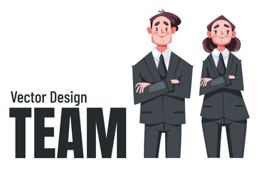 Business people man woman team characters working together. Employee office workers businessman concept. Vector cartoon graphic design element illustration