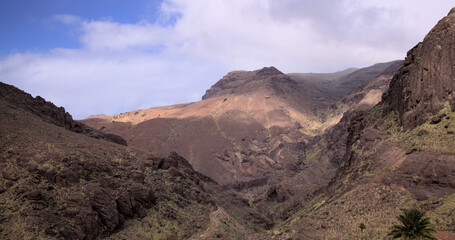 Gran Canaria, landscape in the south west of the island, hiking route in La Aldea de San Nicolas municipality