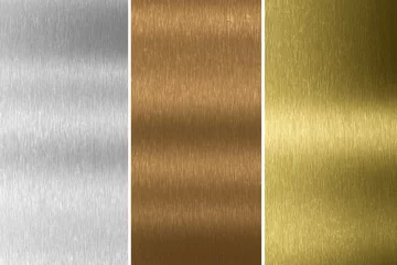 Fotobehang Gold, silver and bronze collection. Metal background. 3d rendering © Thaut Images