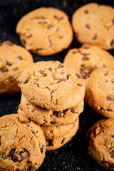 A pile of milk chocolate cookies. 