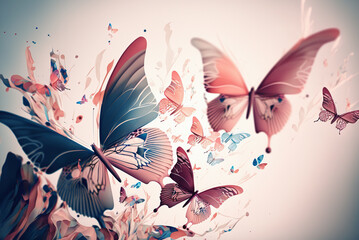 Abstract background with butterflies. AI generated image.