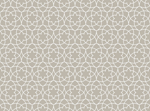 Arabic abstract floral seamless pattern with intersecting lines vector illustration