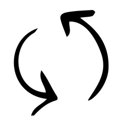 Rotating arrows in a circle. Vector doodles, logos, clipart, template, pointer.