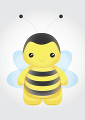 Adorable, Cute, happy bee vector baby funny cartoon