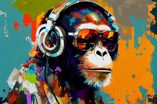 Pop Art Monkey: A Colorful and Unique Digital Artwork