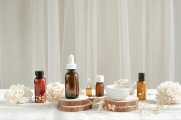 Luxury skincare and spa product with flower.