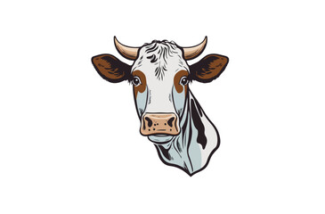Contour portrait of a cartoon cow on a white background. Vector illustration