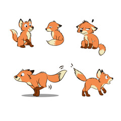 Fototapeta premium Cartoon fox in flat-style vector art 