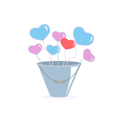 bucket of hearts vector illustration