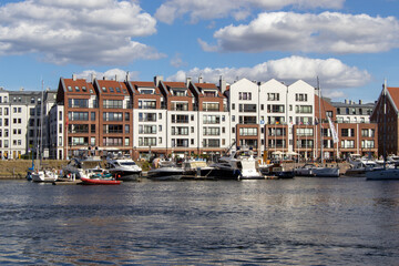 Gdańsk architecture and boats by the Motława River