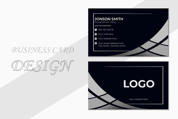 Black and White Stylish Business Card. Luxury Business Card template. Modern Business Card.  Creative and Clean Business Card Template. 