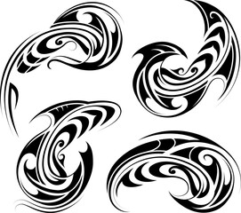 Set of tribal art tattoo. Good for stickers and stencils