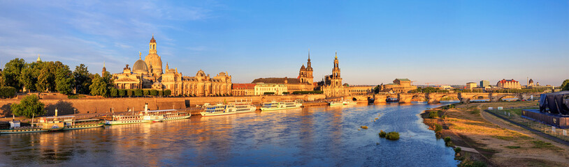 Cityscape, panorama, banner - view of the Bruhl's Terrace is a historic architectural ensemble in...