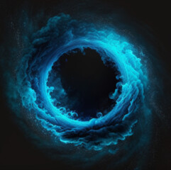 Blue light circle circle dynamic frame splash blue on abstract black background