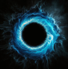 circle light frame splash blue on abstract black background