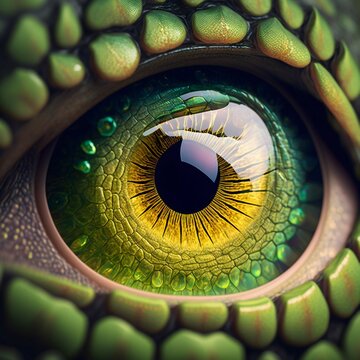 Dragon reptile eye closeup. Generative AI