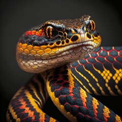 Fototapeta premium Snake closeup with beautiful eyes. Generative AI